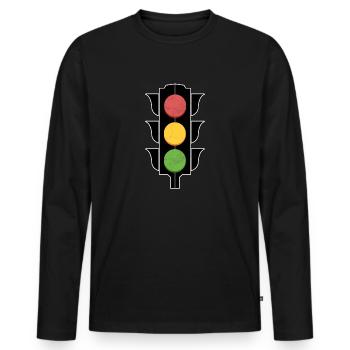 Vague verte de feu de circulation - T-shirt manches longues Premium bio Homme - noir - Devant - Nico (187cm)