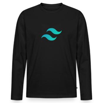 Rückenwind CSS Mark - CSS Framework Programmer Coder - Männer Premium Bio Langarmshirt - Schwarz - Vorne - Nico (187cm)