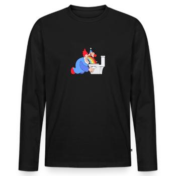 Funny puking clown rainbow gift - Men's Premium Organic Long Sleeve Shirt - black - Front - Nico (187cm)