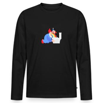 Funny puking clown rainbow gift - Men's Premium Organic Long Sleeve Shirt - black - Front - Nico (187cm)