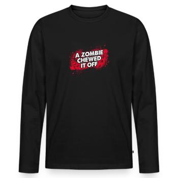 Un zombie l'a mâché - amputé drôle - T-shirt manches longues Premium bio Homme - noir - Devant - Nico (187cm)