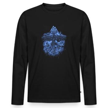 Wikinger Rabe Sky - Männer Premium Bio Langarmshirt - Schwarz - Vorne - Nico (187cm)