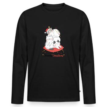 Miau Weihnachten - Männer Premium Bio Langarmshirt - Schwarz - Vorne - Nico (187cm)