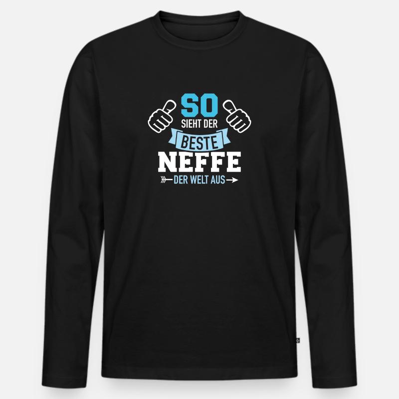Neffe - Männer Premium Bio Langarmshirt - Schwarz