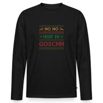 Ho Ho Hoit de Goschn - Ugly Christmas - Männer Premium Bio Langarmshirt - Schwarz - Vorne - Nico (187cm)