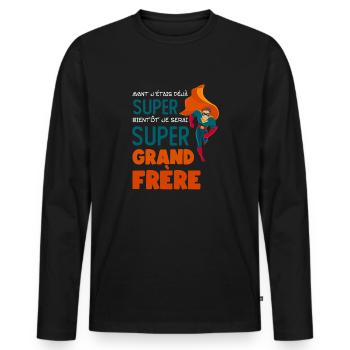 Avant J étais Déjà Super Bientôt Super Grand Frère - T-shirt manches longues Premium bio Homme - noir - Devant - Nico (187cm)