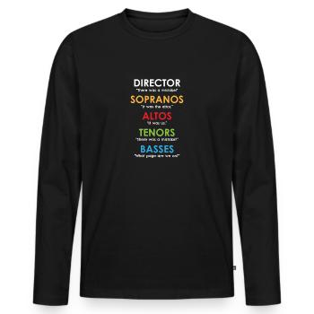 Drôle Chef de chœur Cadeaux Orchestre Soprano Alto - T-shirt manches longues Premium bio Homme - noir - Devant - Nico (187cm)