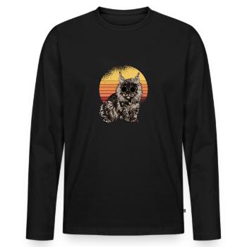 Waldkatze Mainecoon Maine Coon - Männer Premium Bio Langarmshirt - Schwarz - Vorne - Nico (187cm)