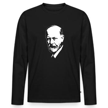 Sigmund Freud White On Black - Men's Premium Organic Long Sleeve Shirt - black - Front - Nico (187cm)