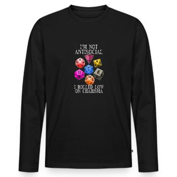 Ich bin nicht unsozial Ich habe auf Charisma RPG - Männer Premium Bio Langarmshirt - Schwarz - Vorne - Nico (187cm)