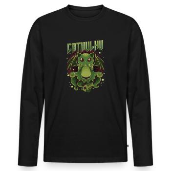Mignon &Drôle Cathulhu Kawaii Chat Cthulhu - T-shirt manches longues Premium bio Homme - noir - Devant - Nico (187cm)