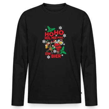 Drôle Ho Ho me donne une bière laid Noël - T-shirt manches longues Premium bio Homme - noir - Devant - Nico (187cm)