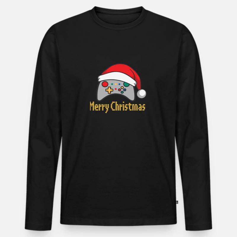 Merry Christmas Gamer Controller - Männer Premium Bio Langarmshirt - Schwarz