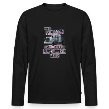 LKW Fahrerin Truckerin Geschenk Fernfahrerin - Männer Premium Bio Langarmshirt - Schwarz - Vorne - Nico (187cm)