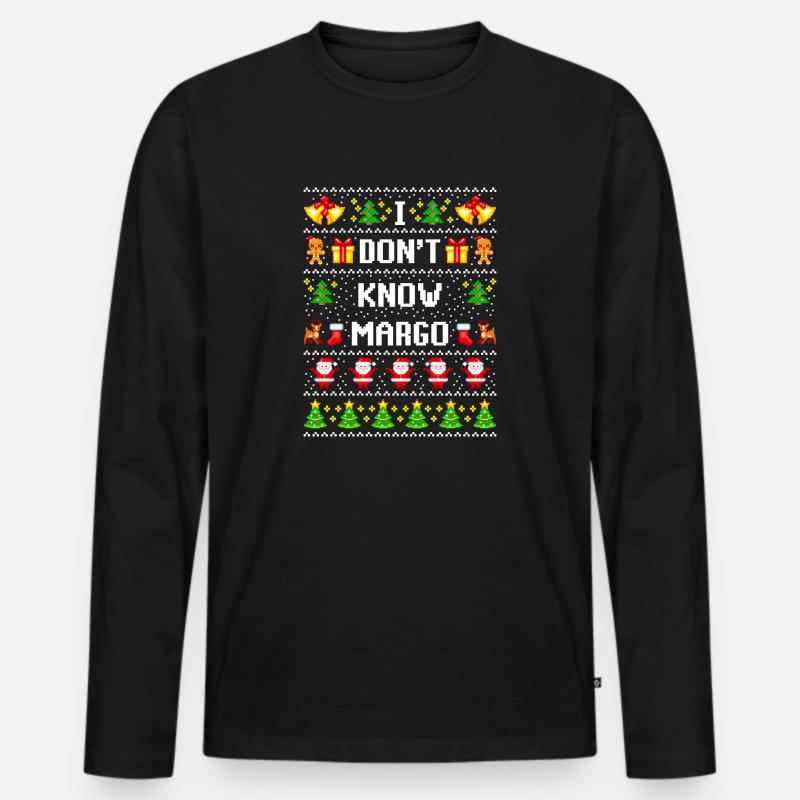 Weihnachts Margo hässlicher Pullover - Männer Premium Bio Langarmshirt - Schwarz