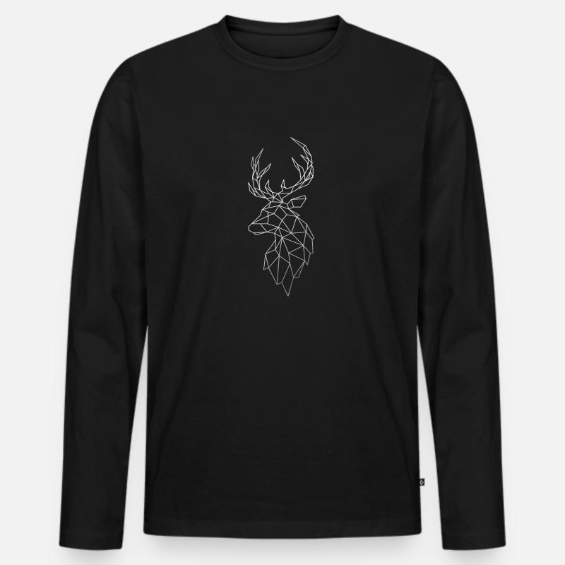 Hirsch Design Motiv - Männer Premium Bio Langarmshirt - Schwarz