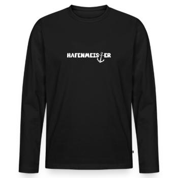 Hafenmeister Anker Hamburg Norddeutschland Meer - Männer Premium Bio Langarmshirt - Schwarz - Vorne - Nico (187cm)