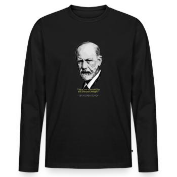 Sigmund Freud Citation - T-shirt manches longues Premium bio Homme - noir - Devant - Nico (187cm)