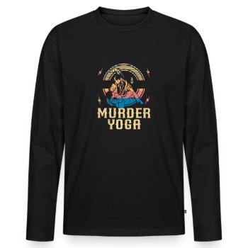 Murder Yoga Drôle Vintage Jiu Jitsu Brésilien - T-shirt manches longues Premium bio Homme - noir - Devant - Nico (187cm)