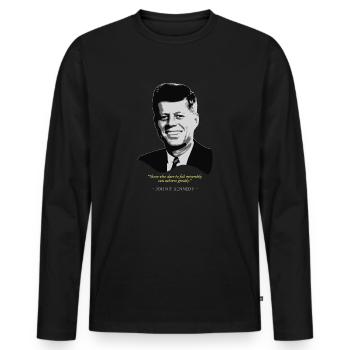 John F. Kennedy Quote - Men's Premium Organic Long Sleeve Shirt - black - Front - Nico (187cm)