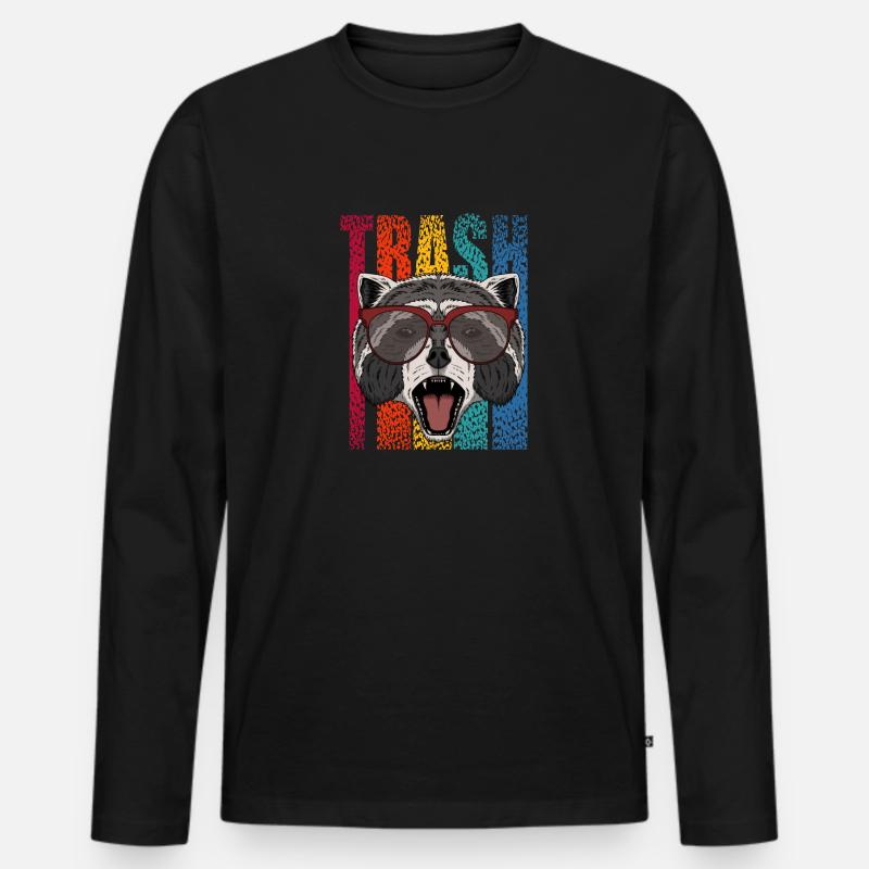 Waschbär - Männer Premium Bio Langarmshirt - Schwarz