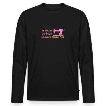 Ich hänge an der Nadel und brauche dringend Stoff - Männer Premium Bio Langarmshirt - Schwarz - Vorne - Nico (187cm)