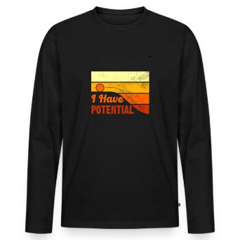 Retro Physics Design I Have Potential - Men's Premium Organic Long Sleeve Shirt - black - Front - Nico (187cm)