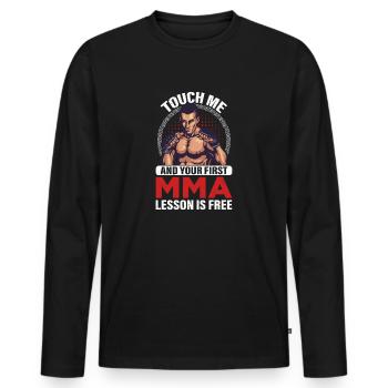 MMA - Men's Premium Organic Long Sleeve Shirt - black - Front - Nico (187cm)
