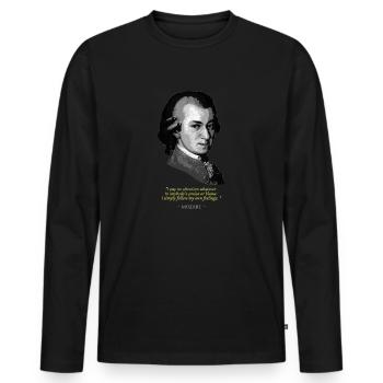 Mozart Quote - Men's Premium Organic Long Sleeve Shirt - black - Front - Nico (187cm)