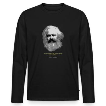 Karl Marx Quote - Men's Premium Organic Long Sleeve Shirt - black - Front - Nico (187cm)