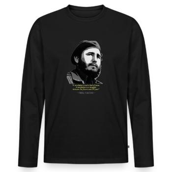 Fidel Castro Zitat - Männer Premium Bio Langarmshirt - Schwarz - Vorne - Nico (187cm)