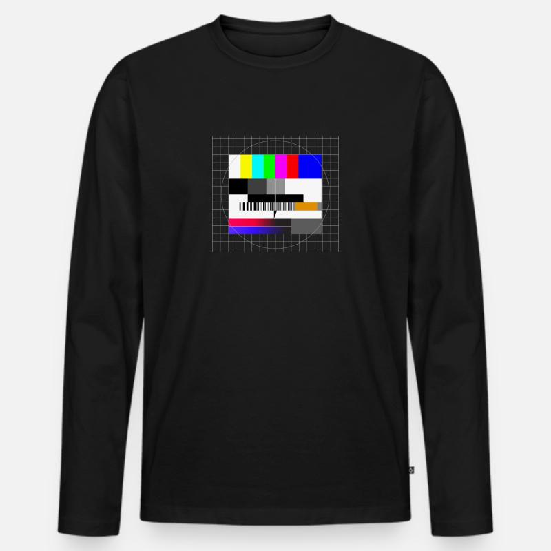 Retro Testbild - Männer Premium Bio Langarmshirt - Schwarz