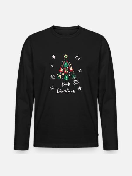 Rock Christmas Rock Fir Tree Xmas Tree Music - Men's Premium Organic Long Sleeve Shirt - black