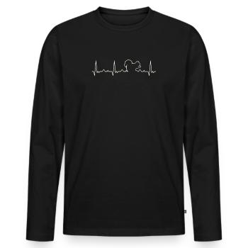 EichhörnchenEKG HerzSchlag - Männer Premium Bio Langarmshirt - Schwarz - Vorne - Nico (187cm)
