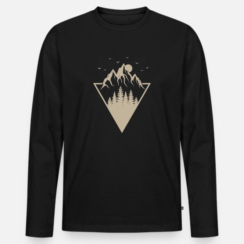 Moderner Berg - Männer Premium Bio Langarmshirt - Schwarz
