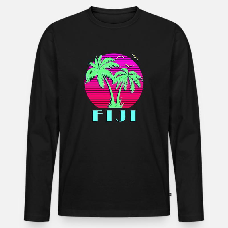 Fidschi - Männer Premium Bio Langarmshirt - Schwarz
