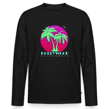 Hollywood - T-shirt manches longues Premium bio Homme - noir - Devant - Nico (187cm)