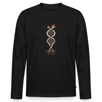 Champignon DNA Shirt Psychedelic Trippy LSD Mushrooms - T-shirt manches longues Premium bio Homme - noir - Devant - Nico (187cm)