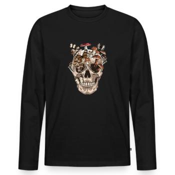Champignon DNA Shirt Psychedelic Trippy LSD Mushrooms - T-shirt manches longues Premium bio Homme - noir - Devant - Nico (187cm)