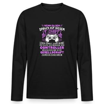 Gamer Zocker Games Pc Gamer Geschenk - Männer Premium Bio Langarmshirt - Schwarz - Vorne - Nico (187cm)