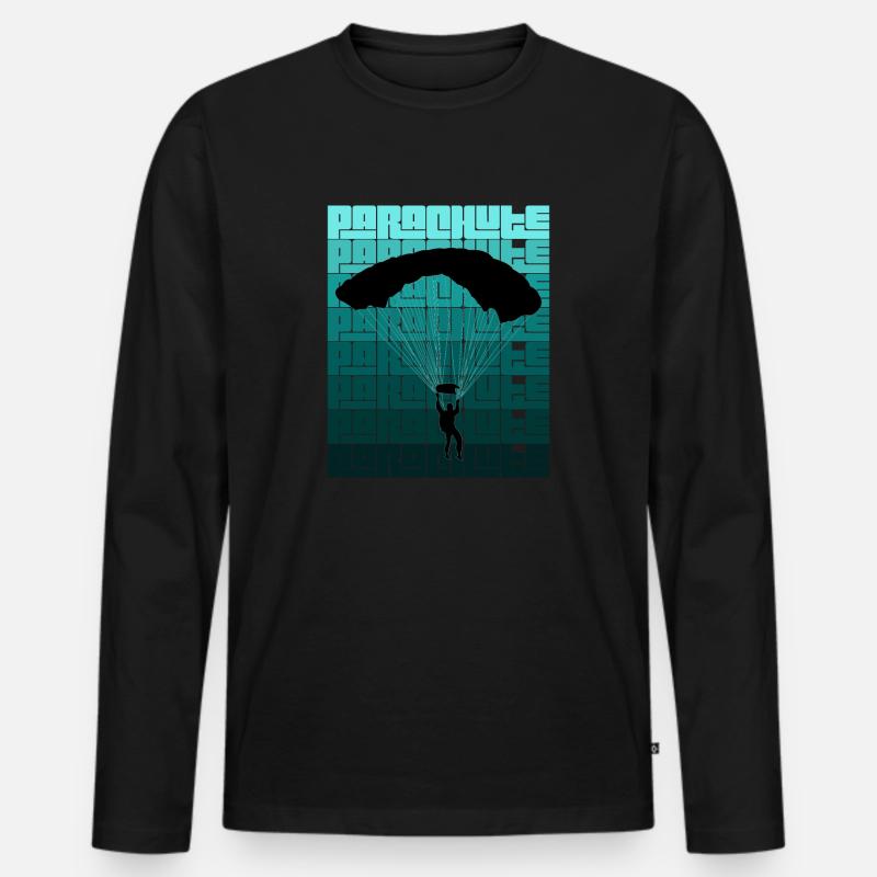Fallschirm - Männer Premium Bio Langarmshirt - Schwarz