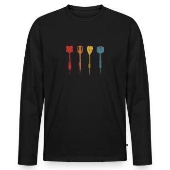 Darts Player Retro Darts Darts Dart Player Gift - Men's Premium Organic Long Sleeve Shirt - black - Front - Nico (187cm)