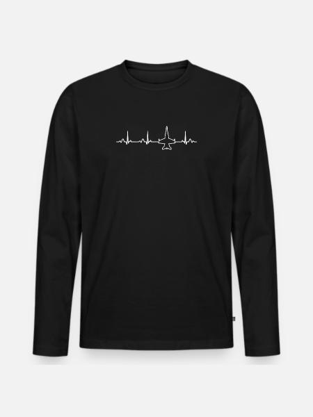 F18 Fighter Jet Heartbea - Men's Premium Organic Long Sleeve Shirt - black