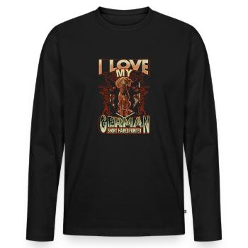 German Shorthaired Pointer hunting dog - Men's Premium Organic Long Sleeve Shirt - black - Front - Nico (187cm)