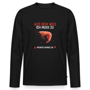 Garnele Shrimp - Aus dem Weg - Männer Premium Bio Langarmshirt - Schwarz - Vorne - Nico (187cm)