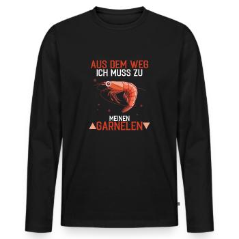 Garnele Shrimp - Aus dem Weg - Männer Premium Bio Langarmshirt - Schwarz - Vorne - Nico (187cm)