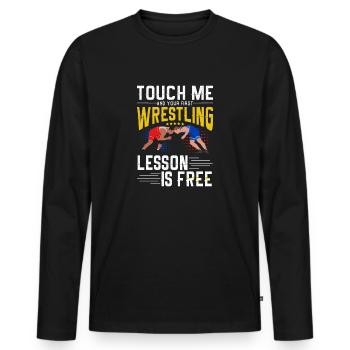 Wrestling wrestlers wrestling wrestler martial arts - Men's Premium Organic Long Sleeve Shirt - black - Front - Nico (187cm)