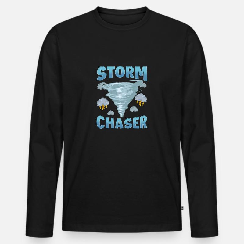Netter Sturmjäger Unwetter-Tornado-Hurrikan - Männer Premium Bio Langarmshirt - Schwarz