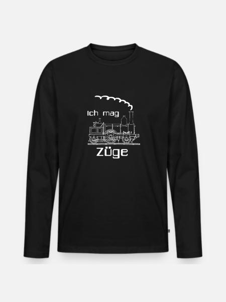 Ich mag Züge - Männer Premium Bio Langarmshirt - Schwarz