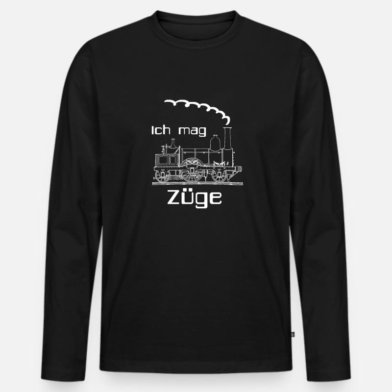 Ich mag Züge - Männer Premium Bio Langarmshirt - Schwarz